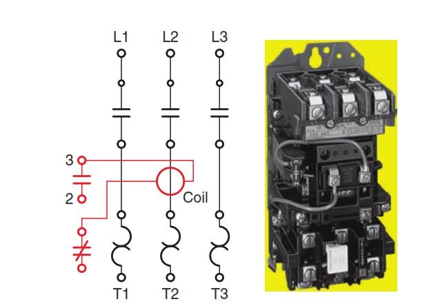  Typical three-phase, across-the-line (fullvoltage) magnetic
starter