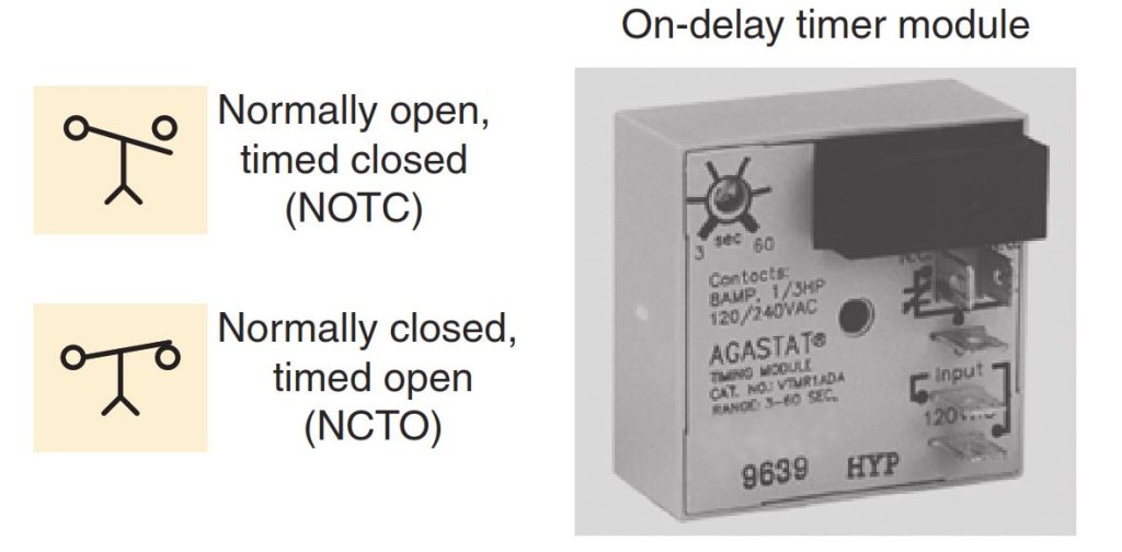 On-delay timer contacts