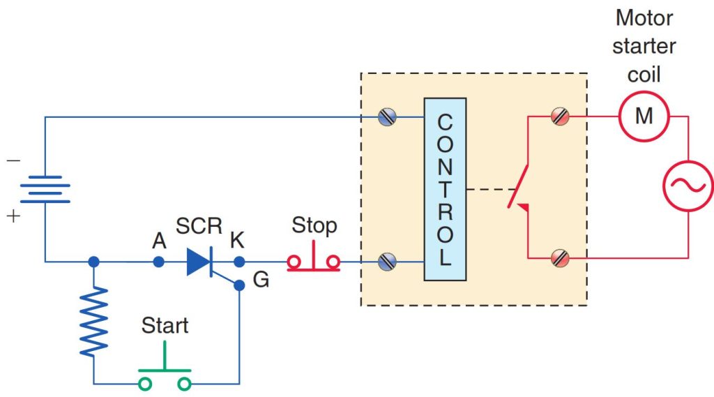 Three-wire control utilizing a solid-state relay and an SCR